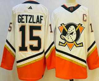 Mens Anaheim Ducks #15 Ryan Getzlaf White 2022 Reverse Retro Authentic Jersey->anaheim ducks->NHL Jersey